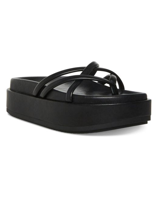 Madden Girl Black Fowler Thong Platform Slide Sandals