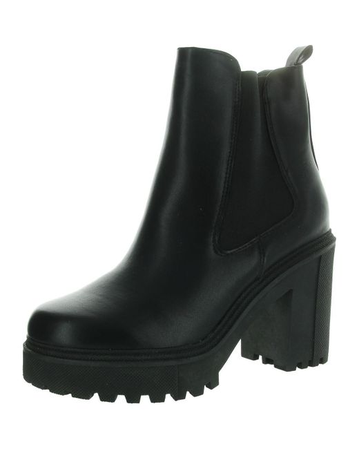 Madden Girl Black Rezzaa Block Heel Leather Booties