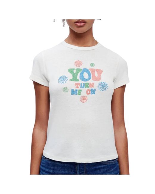 Re/done White 90's Baby "you Turn Me On" Tee