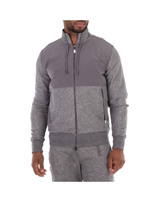 Boss Gray Shepherd Regular-Fit Zipped Sweatshirt for men