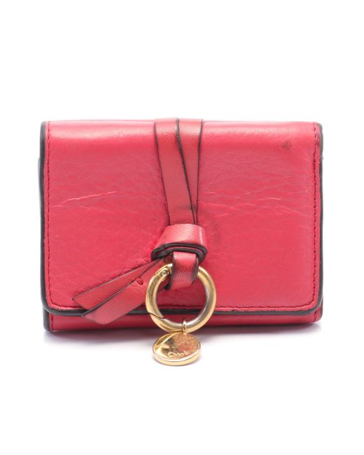Chloé Pink Alphabet Alphabet Trifold Wallet W Hook Wallet Leather