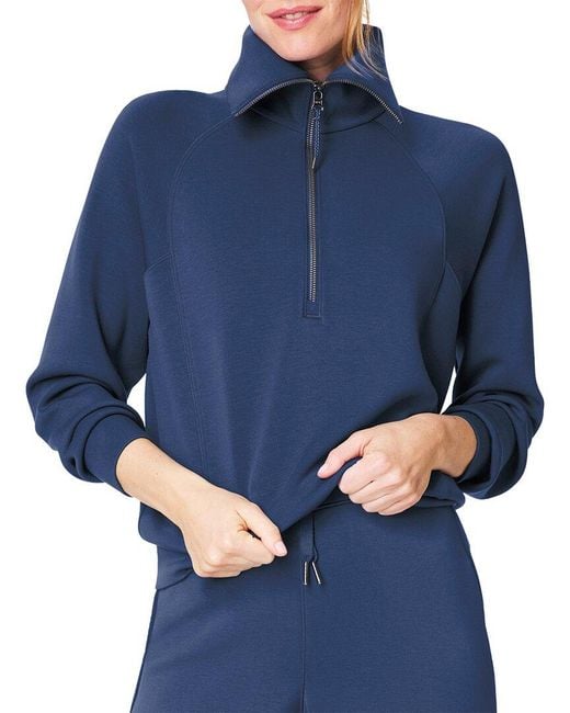 Spanx Blue Half Zip Pullover