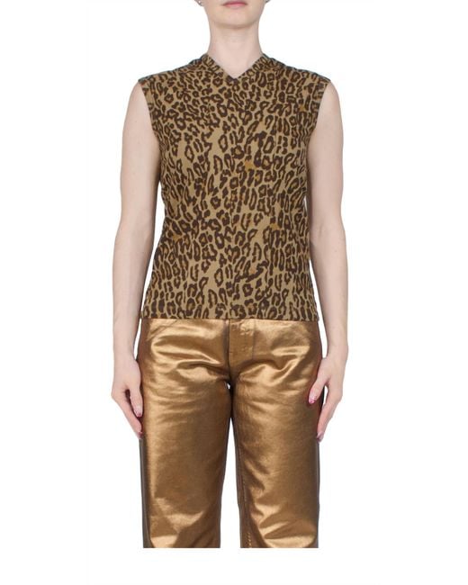 6397 Natural Double-V Vest Leopard
