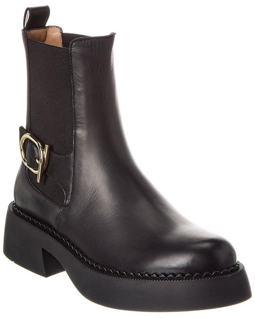 Ferragamo Black Tia Leather Boot