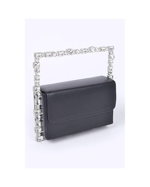 Fashnzfab Blue Rhinestone Top Handle Square Iconic Clutch