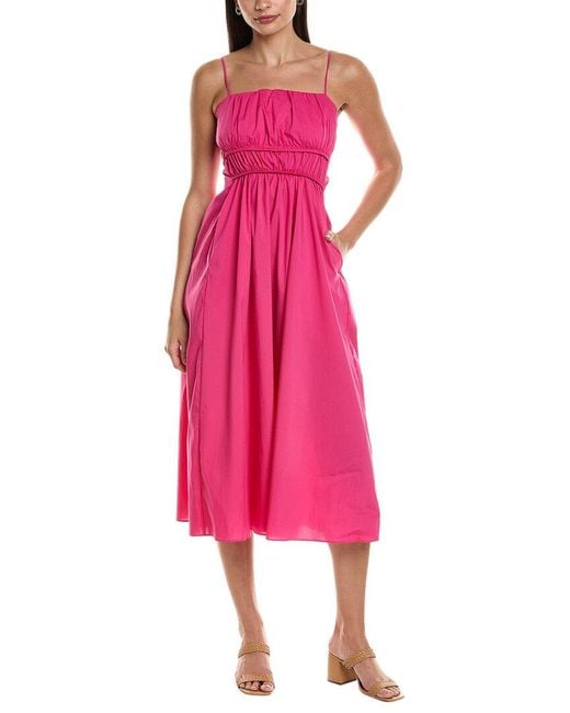 Harper Pink Gathered Midi Dress