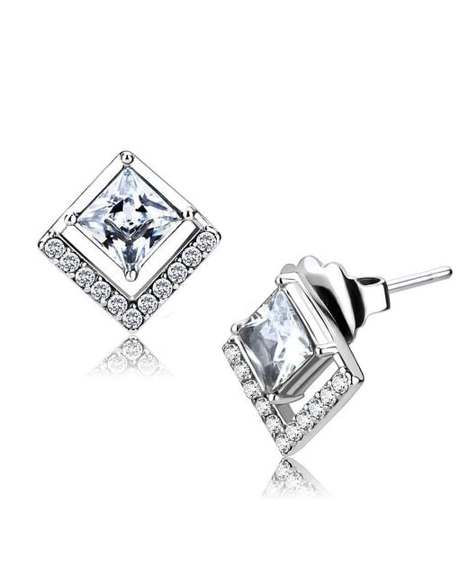 Fashnzfab Women's Metallic High Polished (No Plating) Stainless Steel Earrings With Aaa Grade Cz