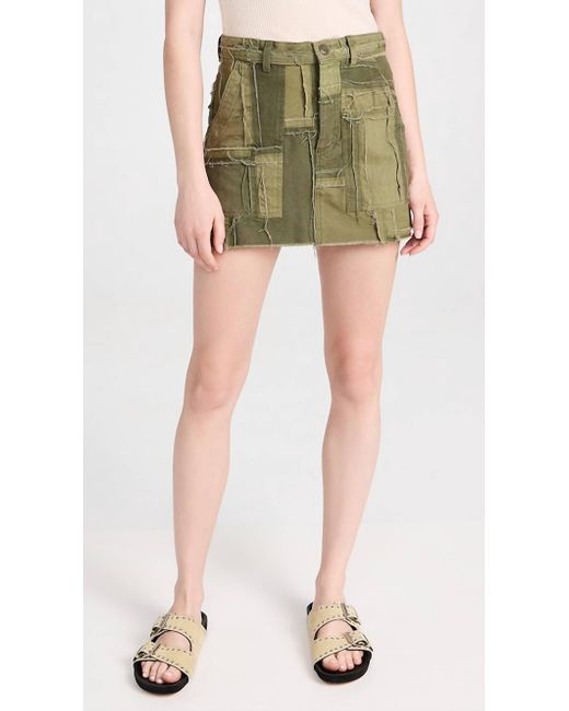 NSF Green Dax Cargo Mini Skirt In Army Patchwork