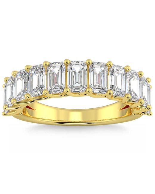 Pompeii3 Metallic 3.60ct Emerald Diamond Diamond Wedding Anniversary Ring 14k Gold Lab Grown