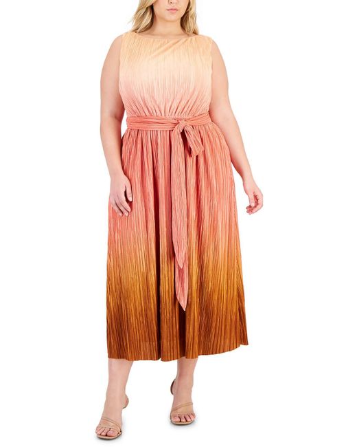 Anne Klein Orange Plus Ombre Polyester Midi Dress