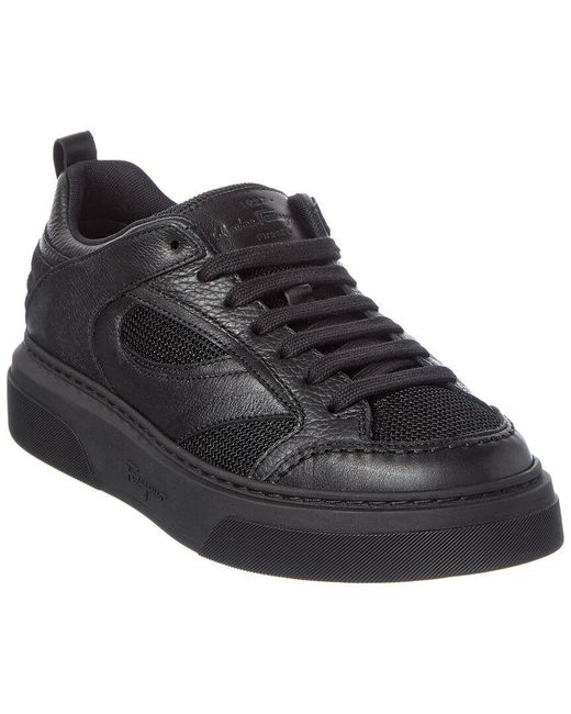 Ferragamo Cassina Leather-Trim Sneaker, Black Ferragamo Cassina La Leather-Trim Slip-On Sneaker – Bluefly main image 3