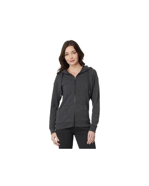 Prana Black Cozy Up Jacket Charcoal Heather Full Zup Hooded Active Ddr347