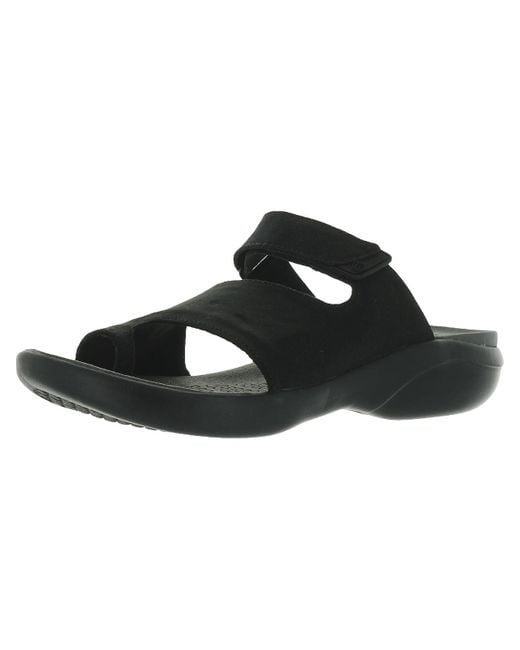 Bzees Black Carry On Toe Loop Slip On Slide Sandals