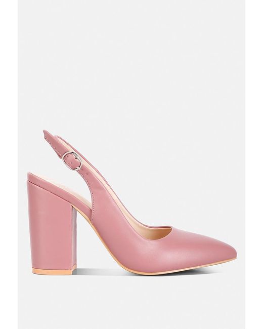 LONDON RAG Pink Creidne Block Heel Pointed Toe Sandals