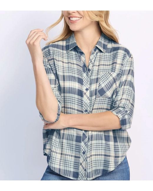 Threads For Thought Blue Prudence Bristol Plaid Woven Blouse