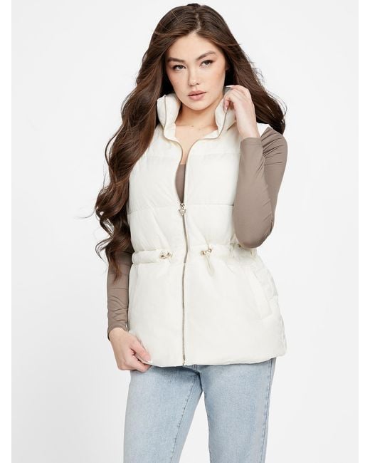 Guess Factory White Kelly Puffer Vest