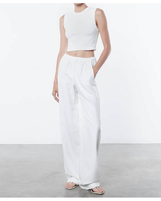 Enza Costa White Textured Jacquard Cropped Tank Top