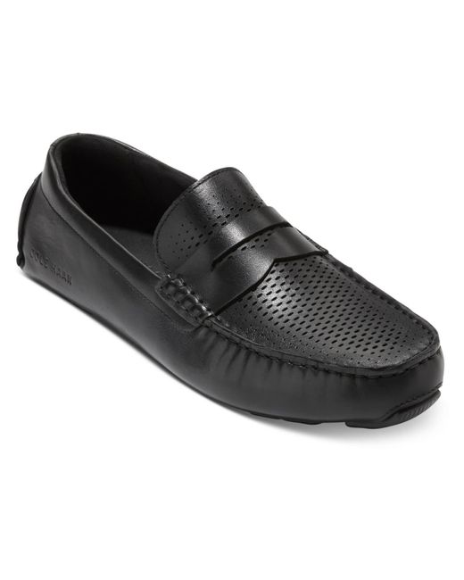Cole Haan Black Leather Driving Moccasins for men