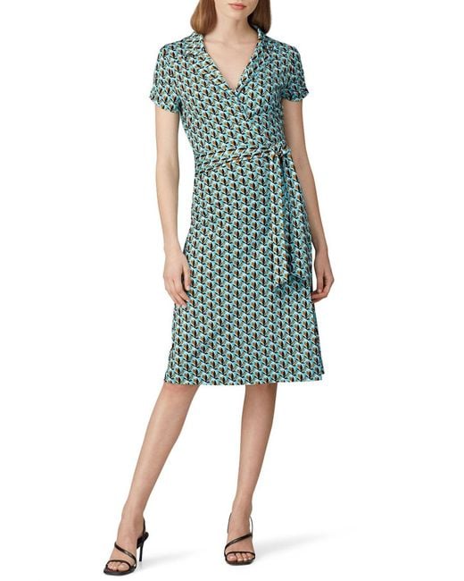 Diane von Furstenberg Green Julian Silk Jersey Wrap Dress