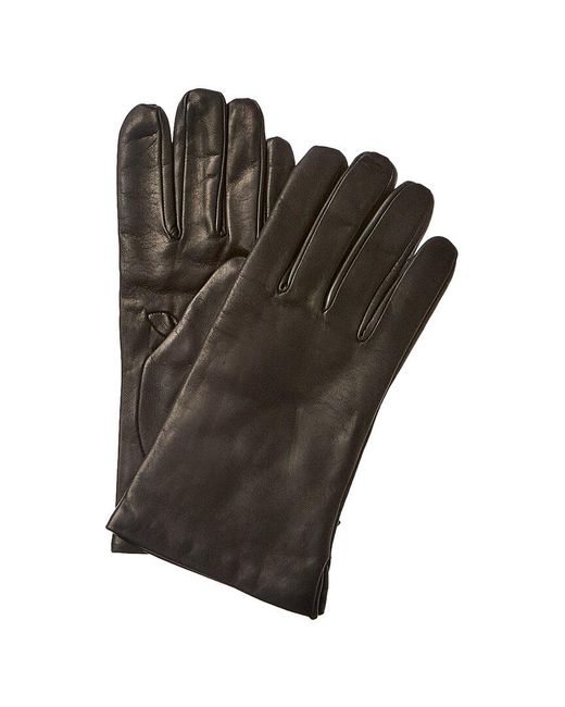 Portolano Black Wool-lined Leather Gloves for men