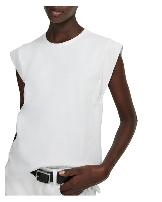 Rag & Bone White Cap Sleeve Solid Pullover Top