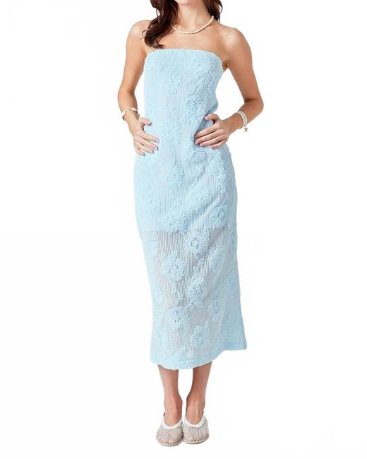 Endless Rose Mesh Embroidered Midi Strapless Dress in Blue | Lyst Endless Rose Mesh Embroidered Midi Strapless Dress in Blue | Lyst