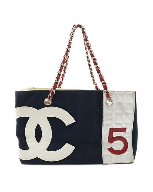 Chanel Blue Cabas Canvas Tote Bag (pre-owned)