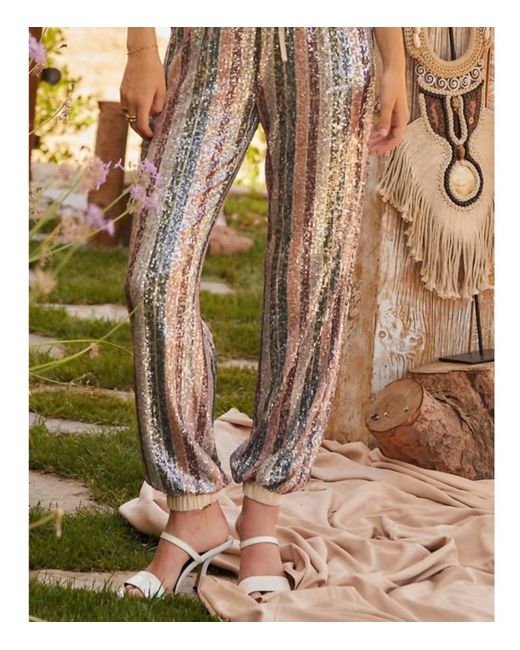 Main Strip Brown Sequin Striped Pant