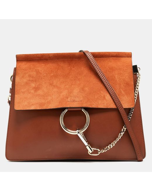 Chloé Brown Leather And Suede Medium Faye Shoulder Bag