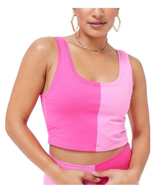 Terez Pink Tank Fitness Crop Top