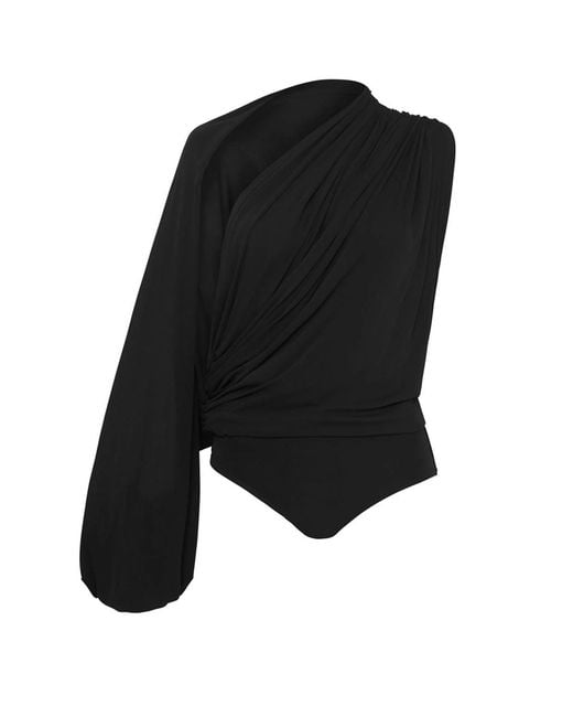 Esse Studios Black Gossamer Drape Bodysuit