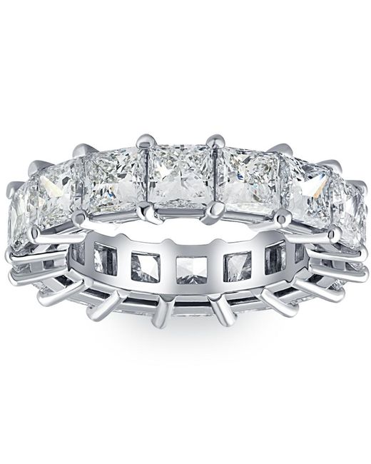 Pompeii3 Metallic 8 Ct Princess Cut Diamond Eternity Ring White
