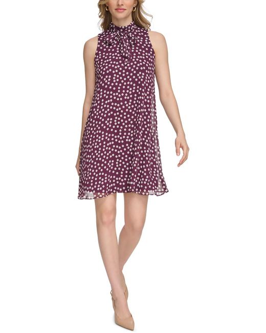 Calvin Klein Purple Mini Polka Dot Shift Dress