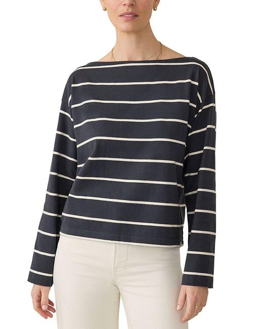 Faherty Brand Blue Sport Jersey Boatneck Top