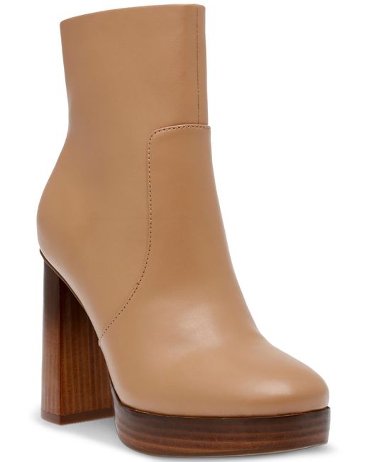 Dolce Vita Brown Marigold Faux Leather Stacked Heel Ankle Boots