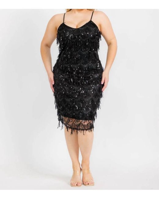 Glitzy Girlz Black Sequins Midi Dress
