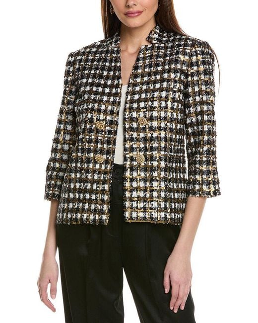 St. John Black Embroidered Tweed Jacket