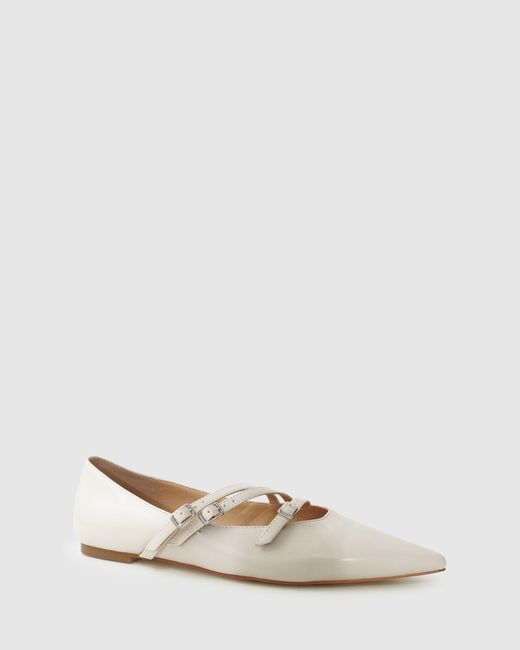 Belle & Bloom White Begin Again Buckled Flat
