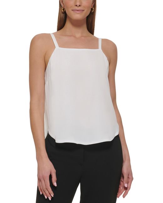 DKNY White Square Neck Camisole Shell