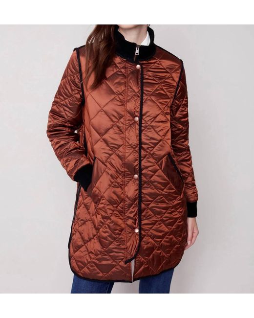 Charlie b Red Long Quilted Jacket