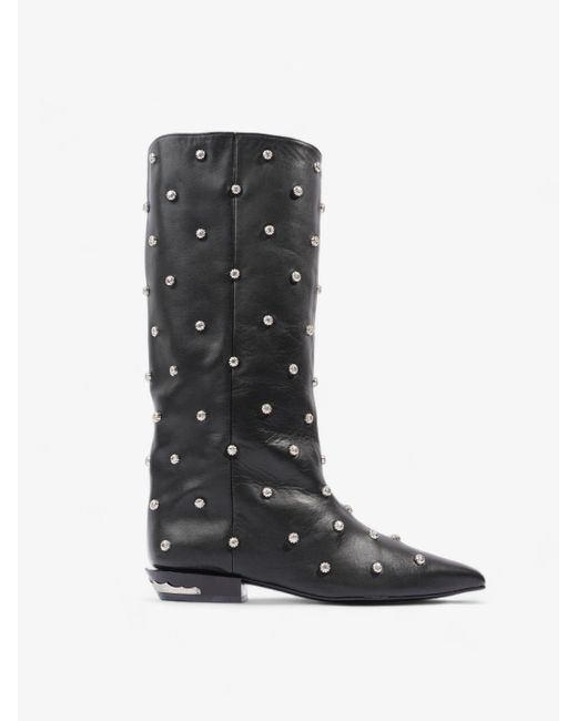Toga Black Exclusive Embellished Boots / Silver Leather