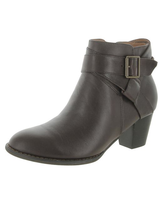 Vionic Gray Trinity Leather Round Toe Ankle Boots