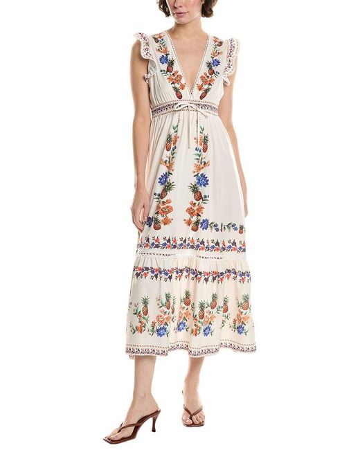REVERIEE White Midi Dress