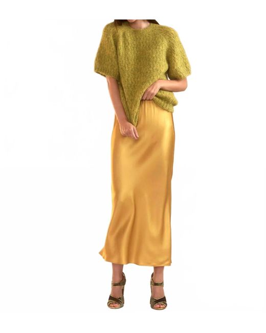 Cynthia Rowley Yellow Charmeuse Bias Skirt