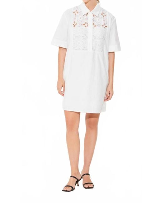 Suncoo White Cross Button Front Mini Dress