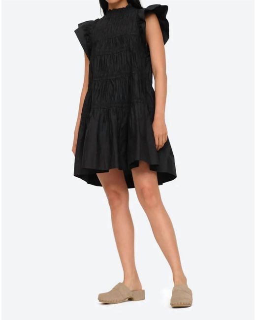 Sea Black Steph Cotton Flutter Sleeve Tunic Dress