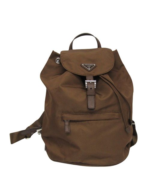 Prada Brown Synthetic Backpack Bag (pre-owned)