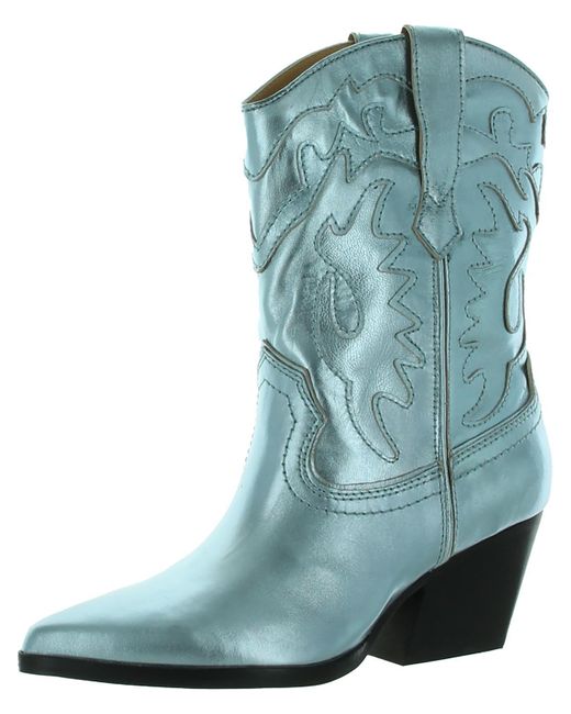 Dolce Vita Landen Metallic Embroidered Cowboy, Western Boots in Green