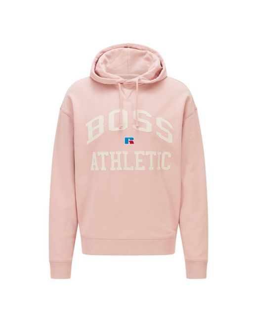 BOSS by HUGO BOSS Hugo - Relaxed Fit Hoodie In Organic Cotton With  Exclusive Logo in Pink | Lyst