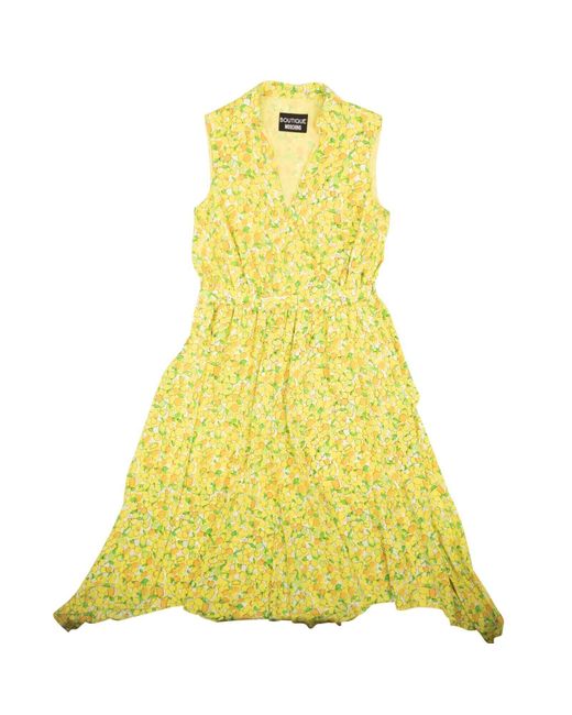 Boutique Moschino Nwt Yellow Lemon Silk Wrap Assymetrical Dress
